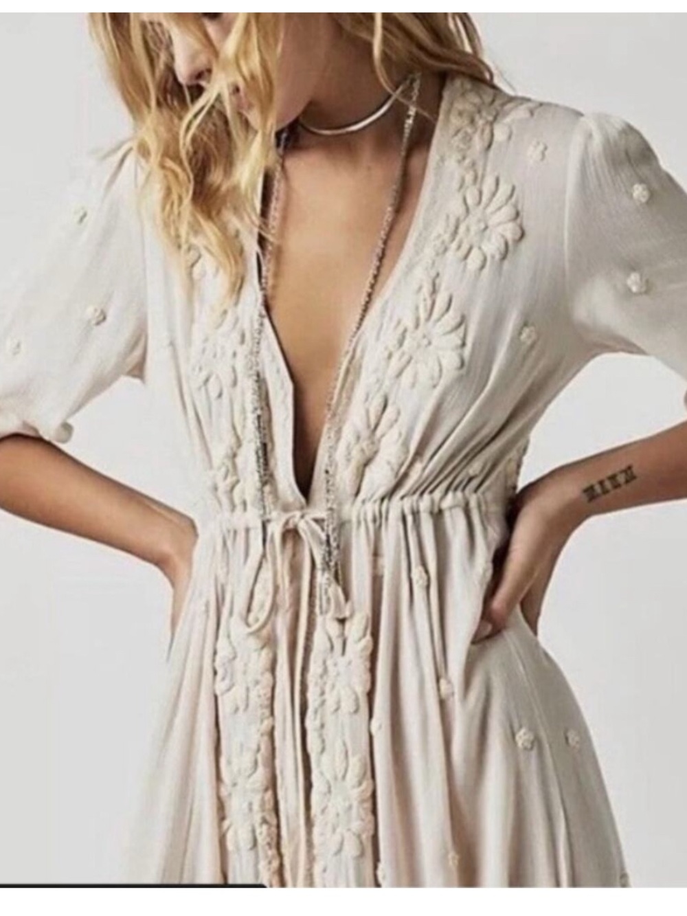 Free People Women’s Embroidered Fable Midi Maxi Dress